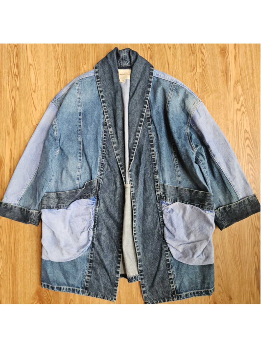 Pilcro Anthropologie Colorblock Denim Oversized Jacket Jadira Kimono Medium